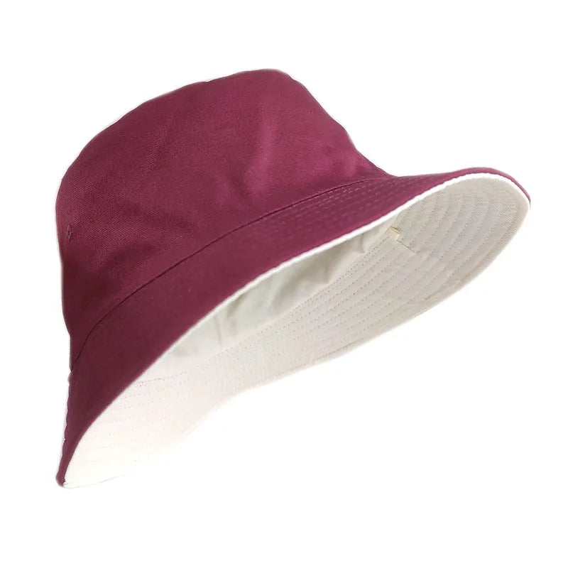 Reversible Bucket Hat Lady Summer Cotton Wide Brim Sun Caps