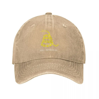 Gadsden Flag Don't Tread On Me Libertarian Denim Baseball Cap Yellow Outdoor