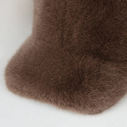 Fashion Solid Color Fluffy Faux Fur Baseball Hat