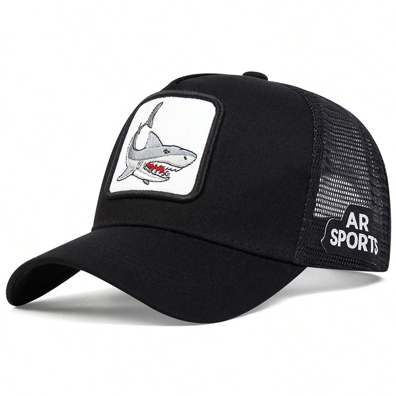 Unisex Shark Patch Embroidery Baseball Net Caps Spring Summer