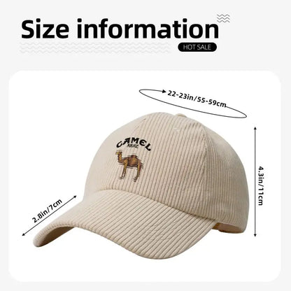 Camel Mirage Print Baseball Cap Soft Cozy Corduroy Hat Daily Casual
