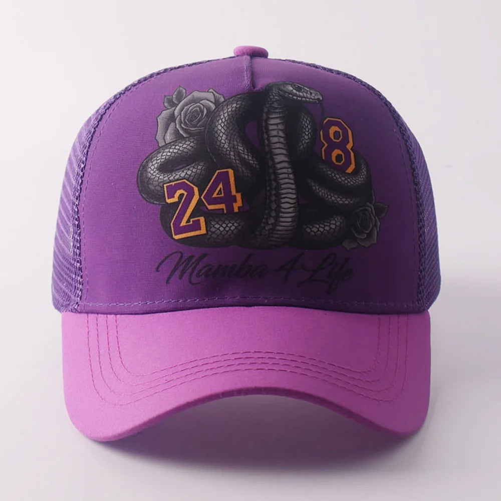 2026 Simple Creative New Mesh Hat Snake Design Print Street Hip Hop Hat
