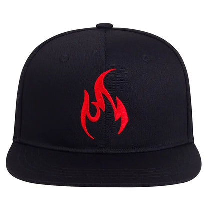 Unisex Flame Embroidery Hip-hop Hats Outdoor Casual Snapback Caps