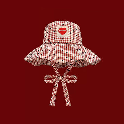 Women Summer Fisherman Hat Fashion Plaid Wide Brim Bucket Hats