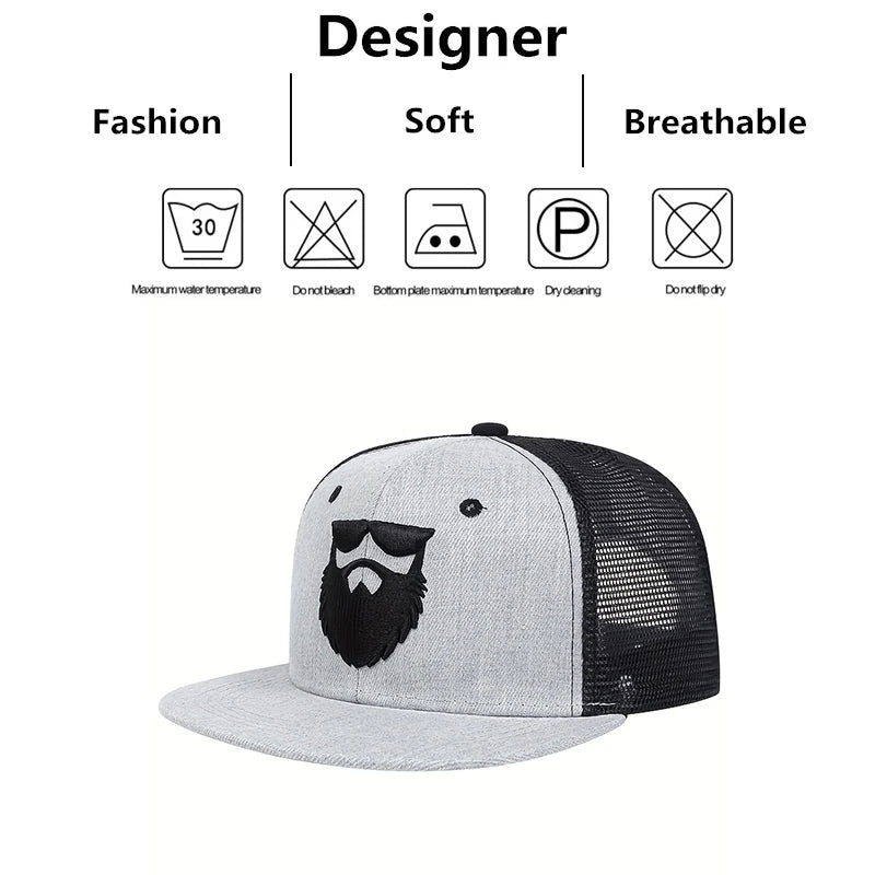 Snapback Hats Beard Old Men Embroidery Trucker Caps