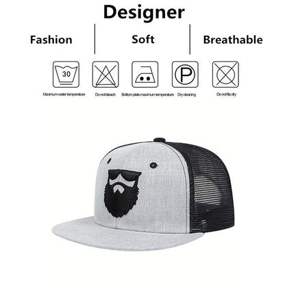 Snapback Hats Beard Old Men Embroidery Trucker Caps