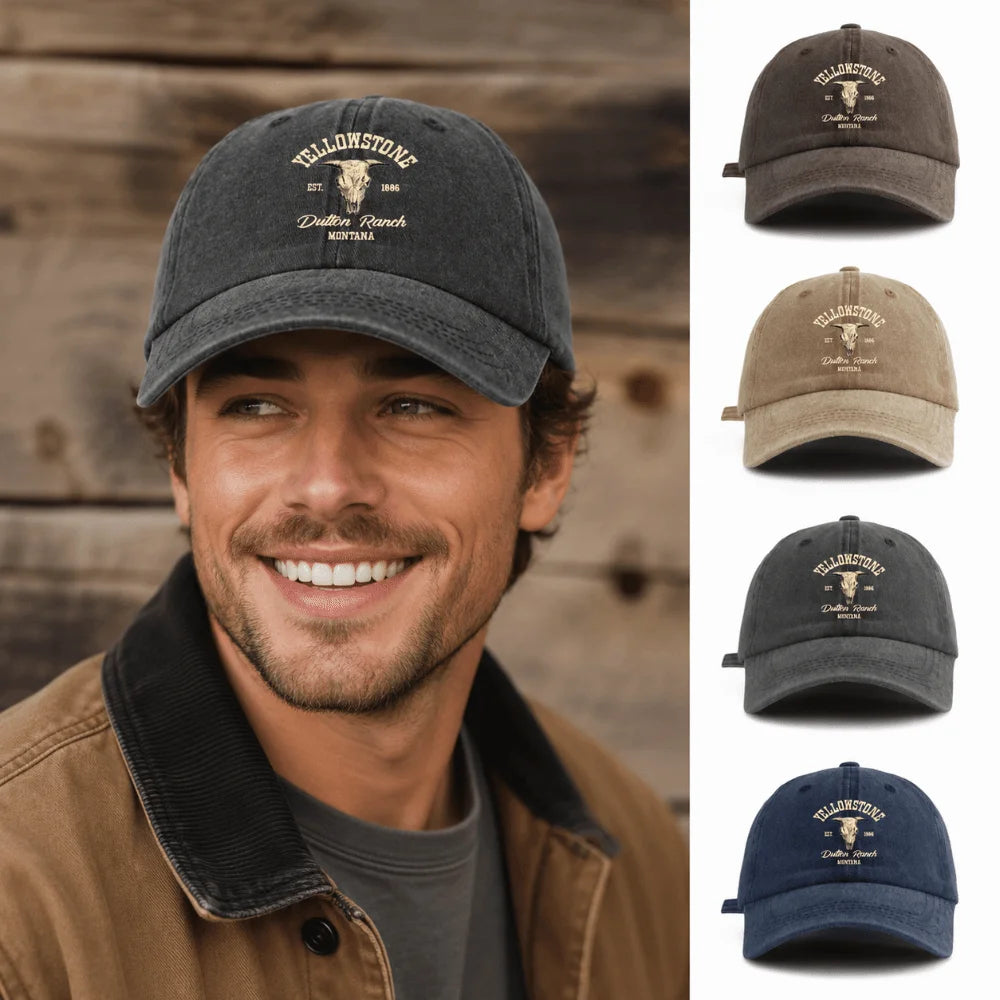 Vintage Bull Skull Western Cowboy Baseball Hats