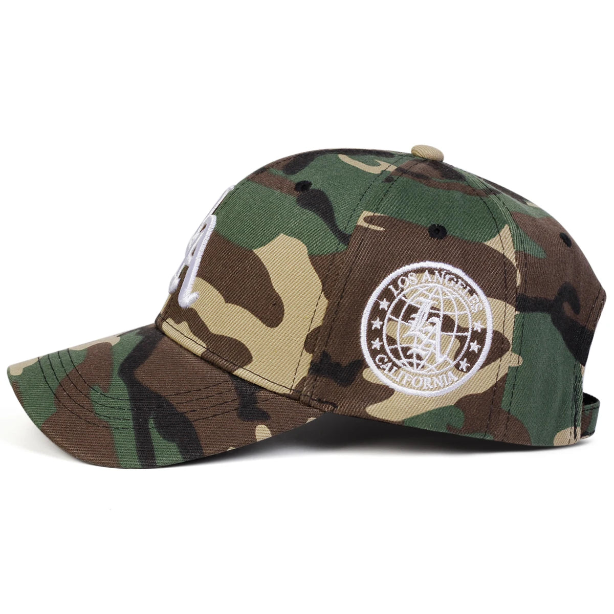 Unisex Gothic LA Embroidery Camouflage Baseball Caps Spring Autumn