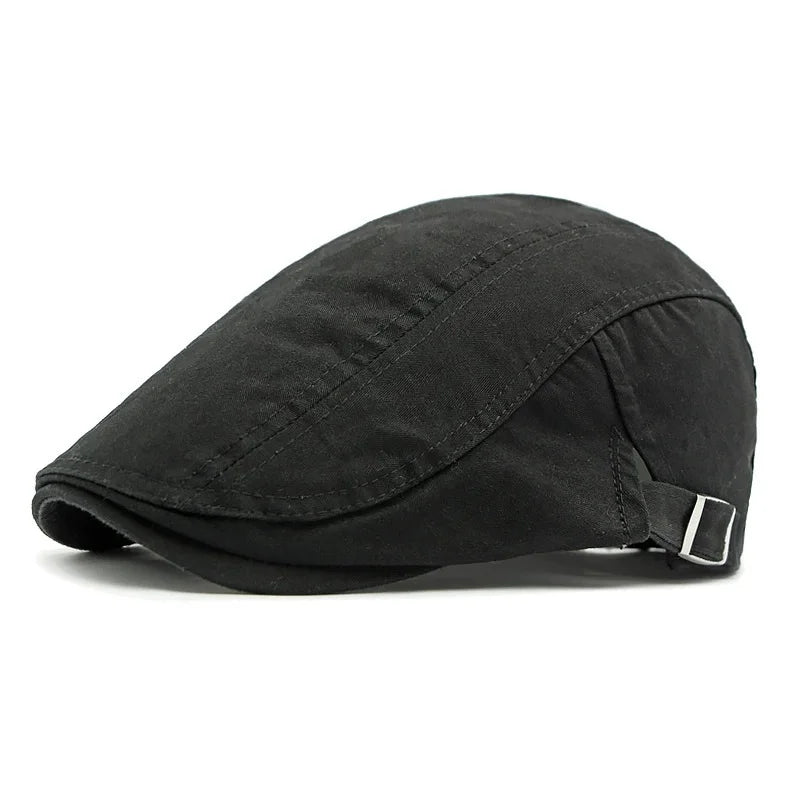 Korean Style Cotton Hats Wholesale British Style Men's Solid Color Peaked Cap