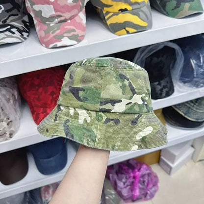 New Washed Cotton Camouflage Bucket Hat For Men And Women Outdoor
