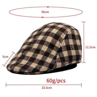 New Houndstooth Beret British Retro Forward Hat