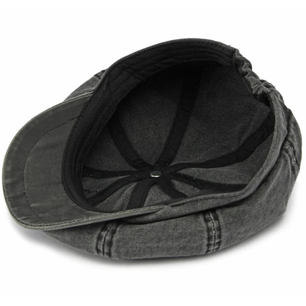 Women Retro Washed Cotton Octagonal Beret Hat