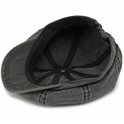 Women Retro Washed Cotton Octagonal Beret Hat