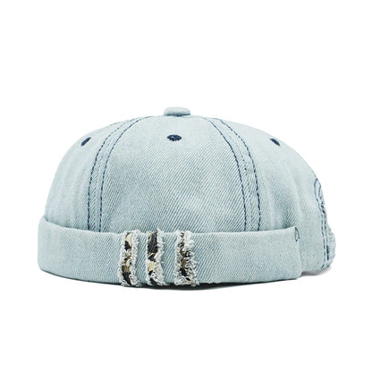 Retro Denim Docker Cap Splicing Style Brimless Caps