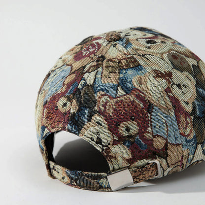 Fashion Trend Full Print Cartoon Cute Bear Baseball Cap