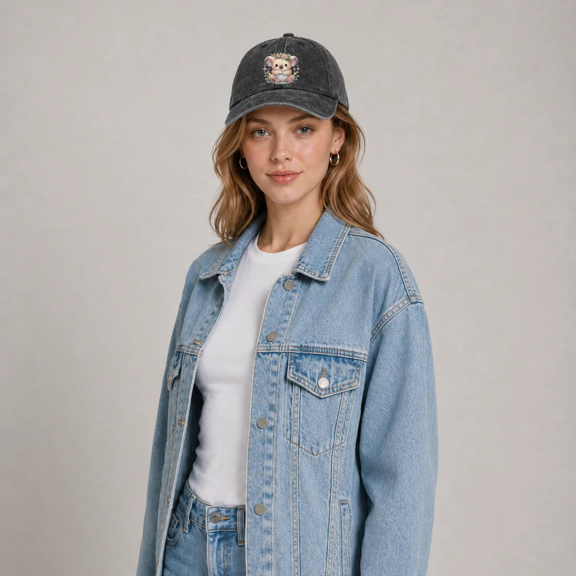 Cute Cartoon Animal Character Baseball Cap Vintage Washed Adjustable Unisex Dad Hat Everyday Gift