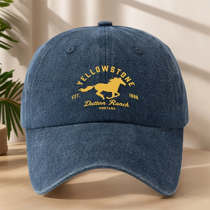 Yellowstone Horse Print Baseball Cap, Classic Retro Duckbill Cap
