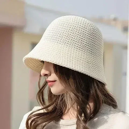Ladies' Fisherman's Hat Spring Summer Hollow Thin Folding Bucket Hat
