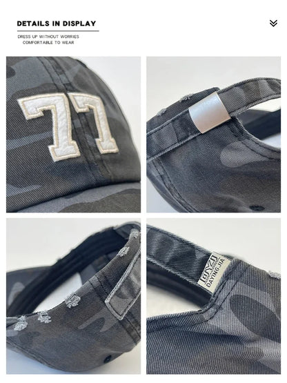 American Camouflage No. 77 Patch Letter Embroidered Baseball Cap