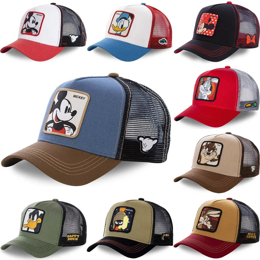 Cartoon Anime Baseball Cap Cute Embroidery Mickey Donald Duck Sun Hat