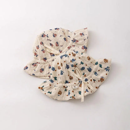 Cute Flower Baby Bucket Hat Ruffle Princess Baby Girls Cap