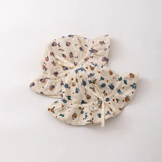 Cute Flower Baby Bucket Hat Ruffle Princess Baby Girls Cap