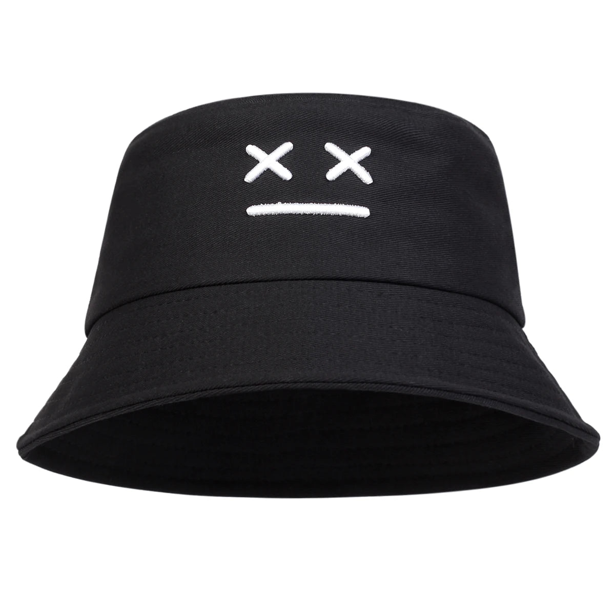Unisex XX Smiling Face Embroidery Personality Bucket Hats Fishermen Caps