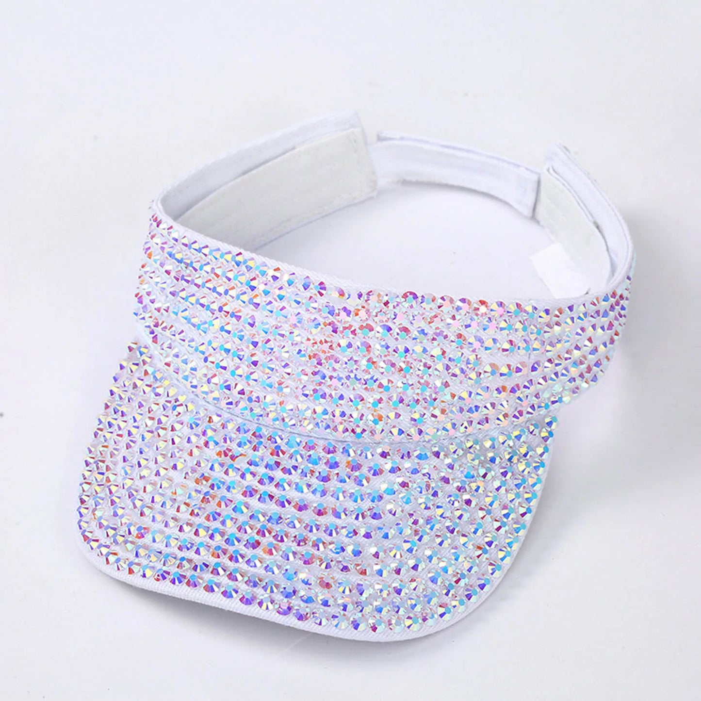 Glitter Visor Shiny Rhinestones Sport Cap Solid Empty Top Hats