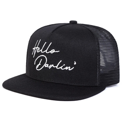 Unisex Hello Darlin Embroidery Hip-hop Net Hats Spring Summer