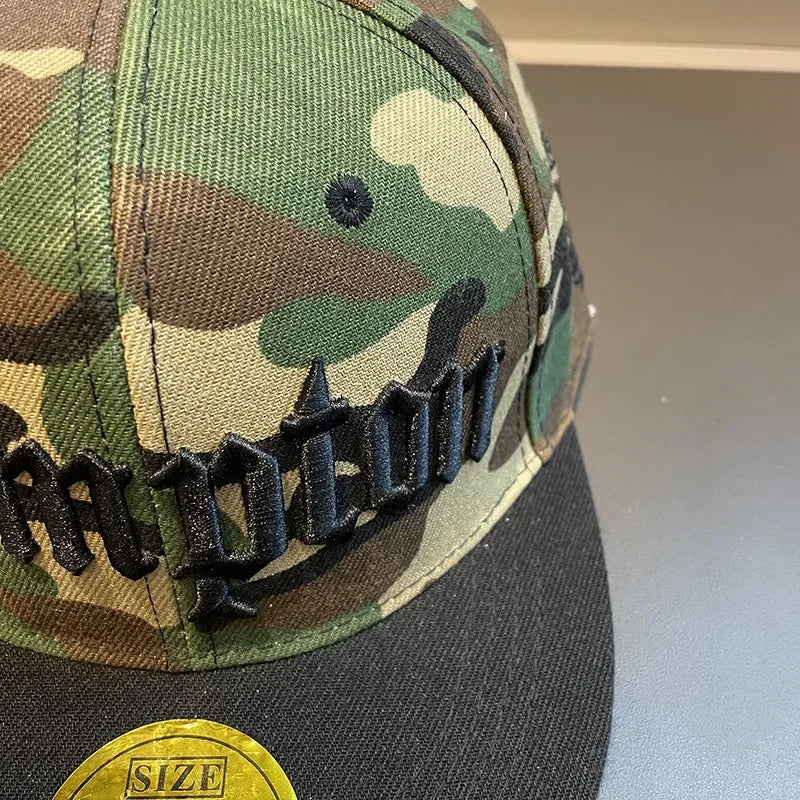 Wide Brim American Camouflage Hip Hop Hat Street Dance Board Hat Big Head Circumference Flat Edge Baseball Hat Women