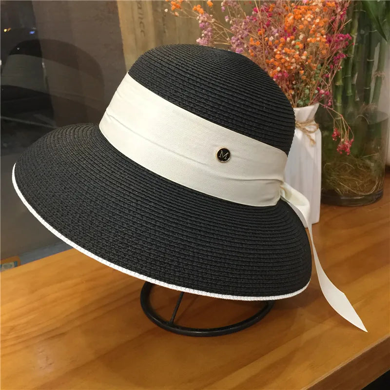 Woolen Rhinestone Solid Color Basin Hat Leisure Outdoor Beach Sun Hat