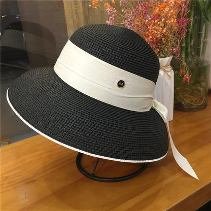 Woolen Rhinestone Solid Color Basin Hat Leisure Outdoor Beach Sun Hat