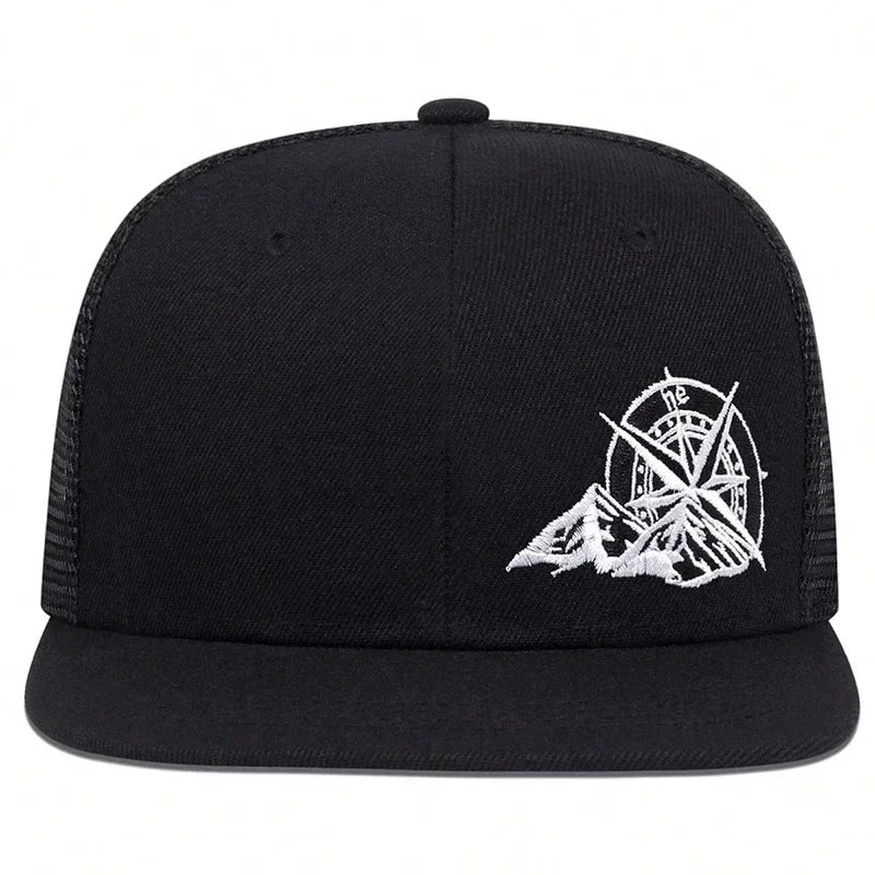 Unisex Compass Mountain Embroidery Baseball Net Hats Spring Summer