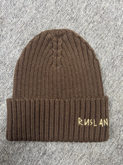 Winter Wool Knitted Beanie Hat, Thick Warm Unisex Letter Embroidered Cap