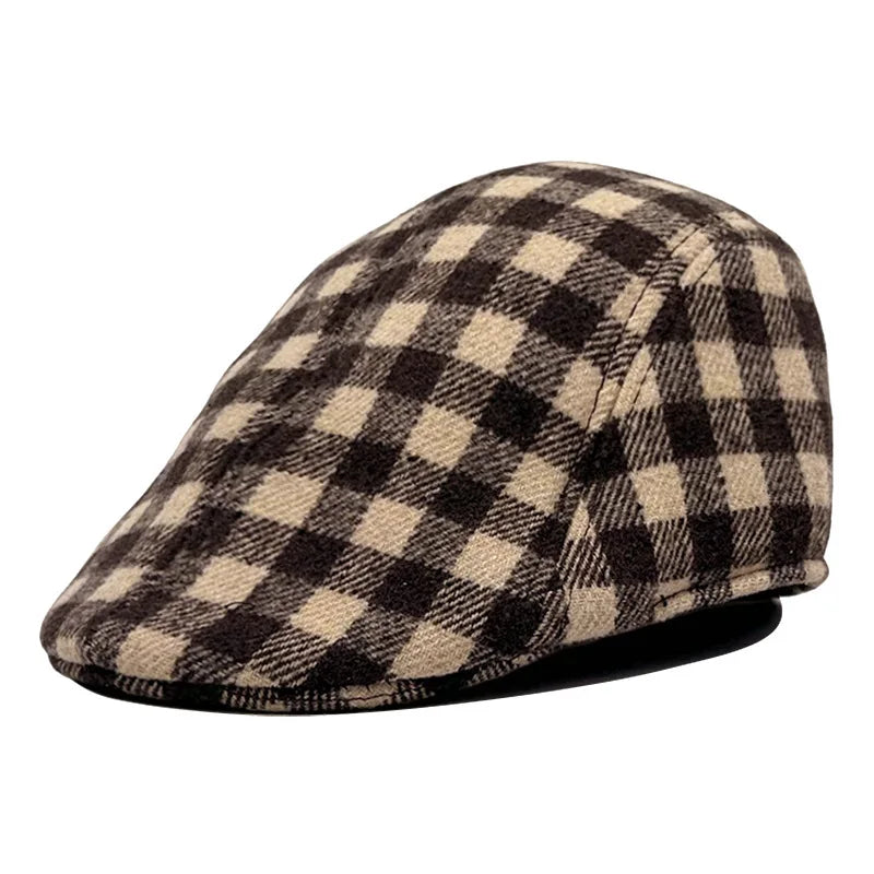New Houndstooth Beret British Retro Forward Hat