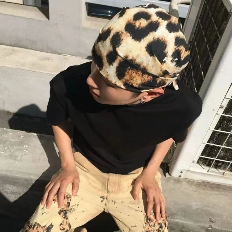 New Hip Hop Punk Leopard Print Cotton Scarf Breathable Cap