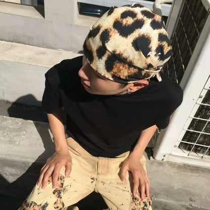New Hip Hop Punk Leopard Print Cotton Scarf Breathable Cap