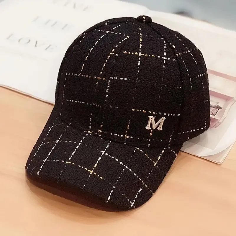 Metal M Patch Baseball Cap Black Elegant Dad Hat