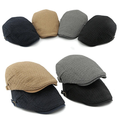 Autumn Flat Peaked Cap For Men Solid Knit Beret Hat Women