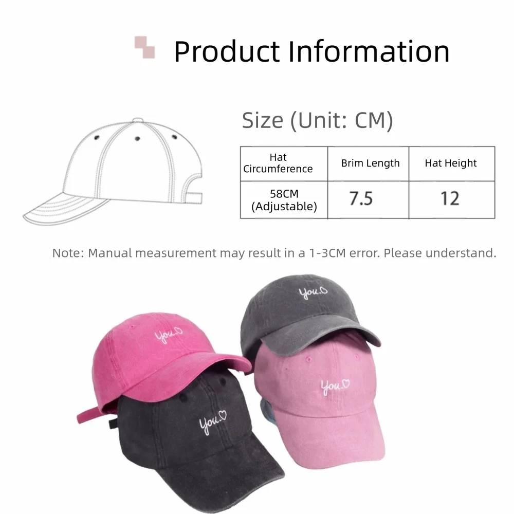 Classic Adjustable Baseball Caps Washed Peaked Brim Peaked Cap