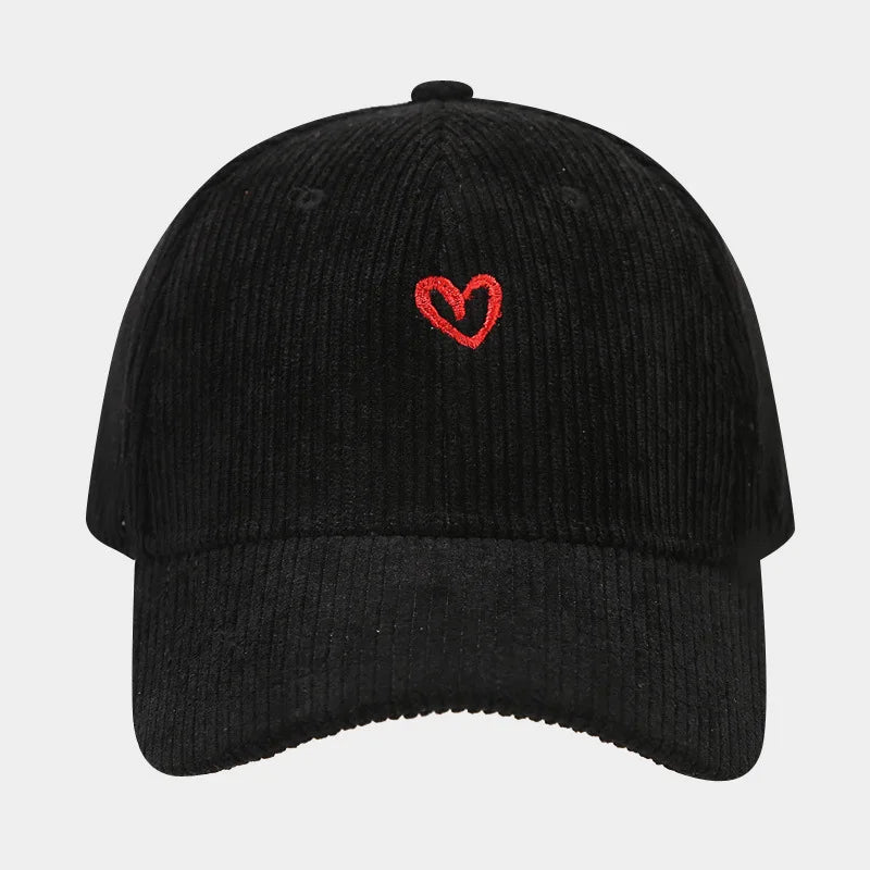 Little Love Embroidered Corduroy Baseball Cap Spring and Autumn Women's