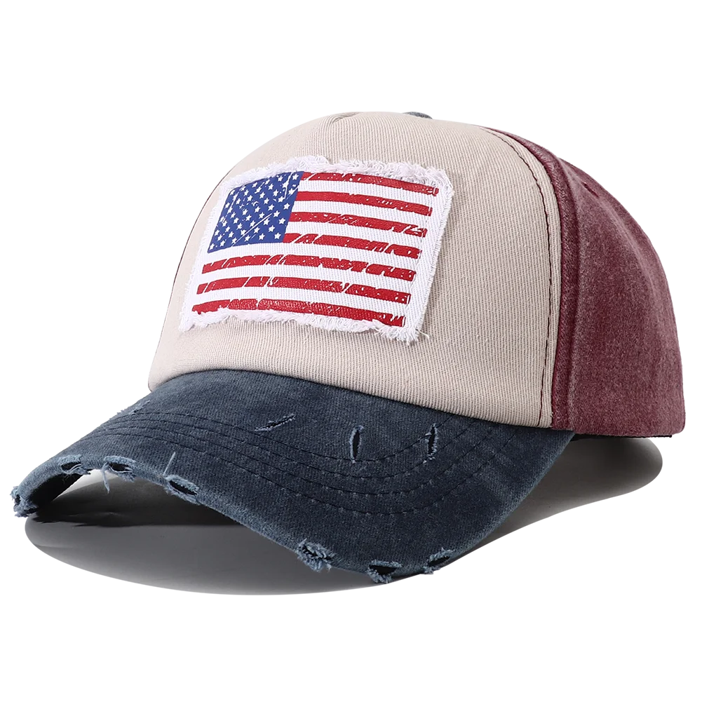 New Designer USA Flag Embroidered Baseball Cap Vintage 5 Panel Snapback