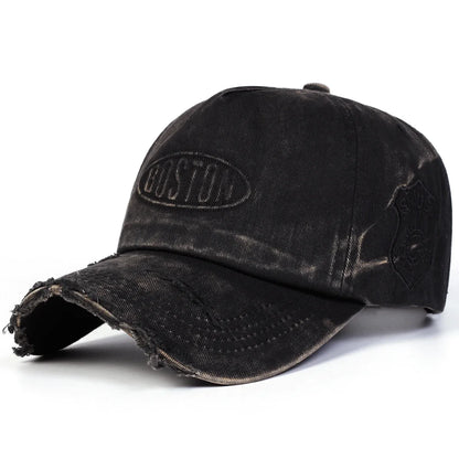 Unisex Boston Hole Washing Embroidery Baseball Caps