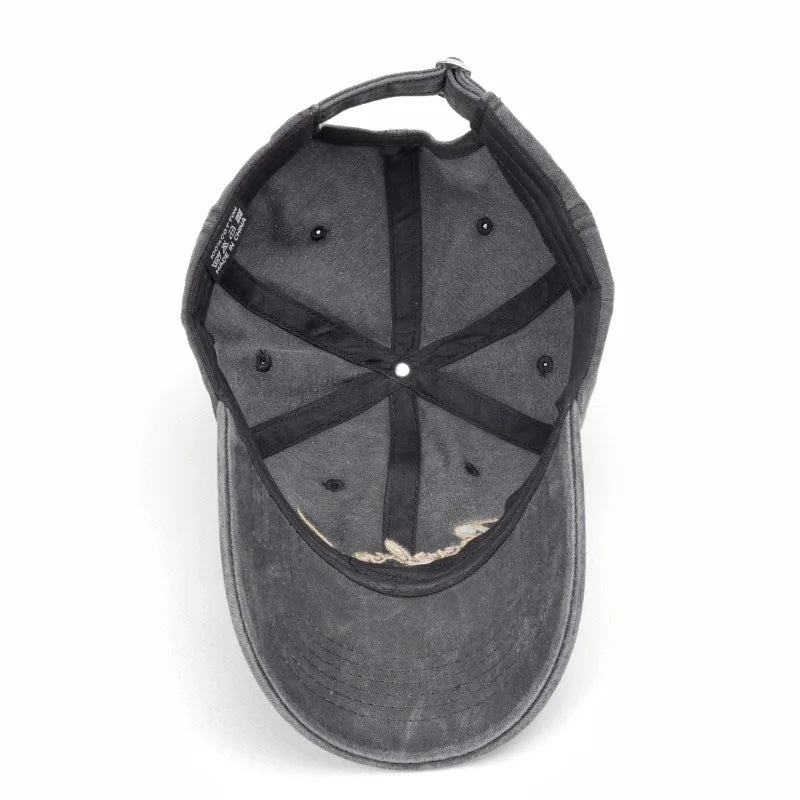 Unisex Washed Denim Baseball Caps Letter Embroidery Kpop Cotton Cap