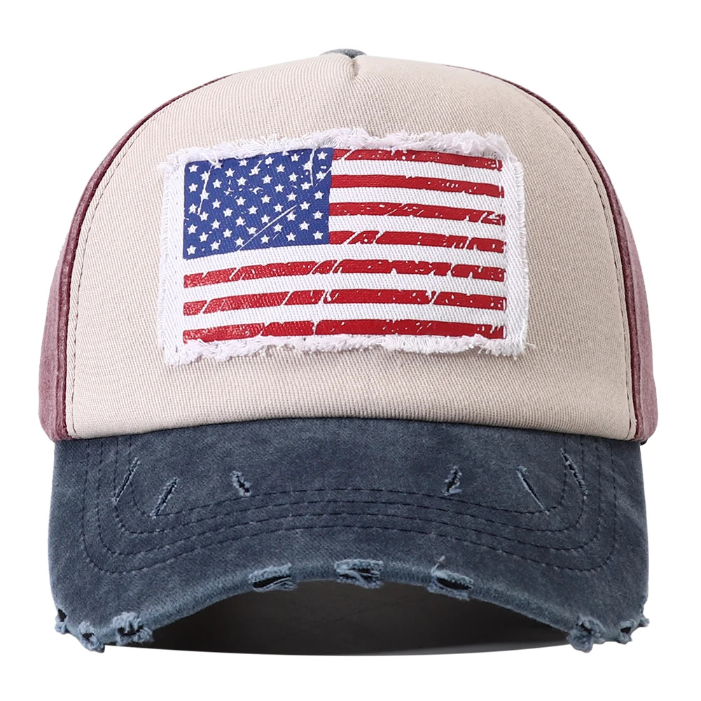 New Designer USA Flag Embroidered Baseball Cap Vintage 5 Panel Snapback
