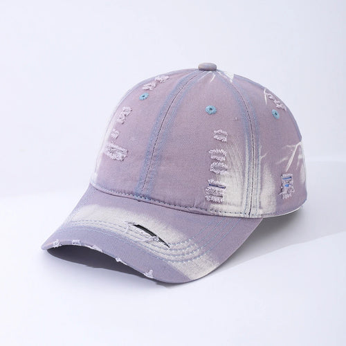 Y2K Style Washed-Out Distressed Holey Gradient Baseball Cap
