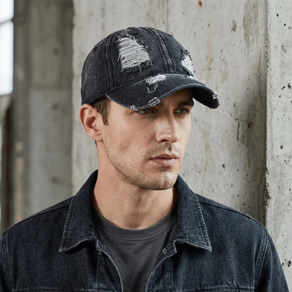 Vintage Ripped Washed Denim Baseball Cap