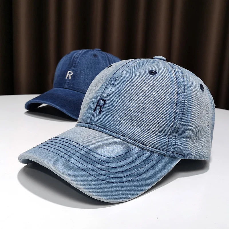 Blue Cowboy Baseball Cap Men And Women Fall White British Visor