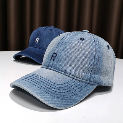 Blue Cowboy Baseball Cap Men And Women Fall White British Visor