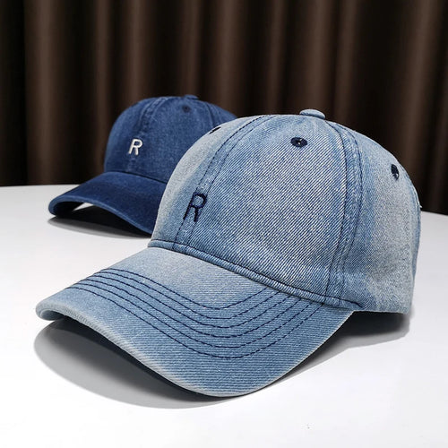 Blue Cowboy Baseball Cap Men And Women Fall White British Visor